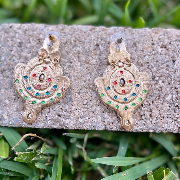 Boho Earrings Bright Festive Pierced NWOT - Picture 5 of 6